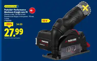 Lidl Parkside performance meuleuse d’angle sans fil offre
