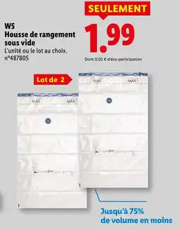 Lidl W5 housse de rangement sous vide offre