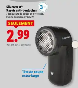 Lidl Silvercrest rasoir anti-bouloches offre