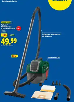 Lidl Parkside aspirateur eau et poussière sans fil offre