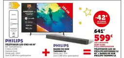 Super U Philips téléviseur led 4k 65pus8000/12 65 + barre de son philips tab4000/12 offre