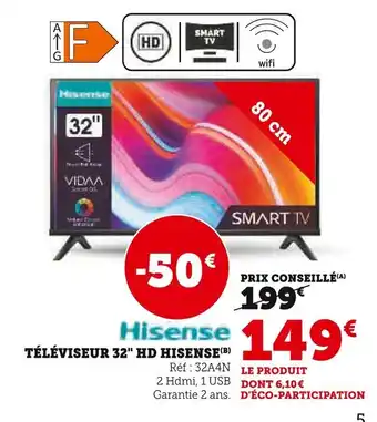 Super U Hisense téléviseur 32 hd offre