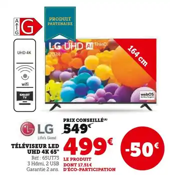 Super U Lg téléviseur led uhd 4k 65 offre