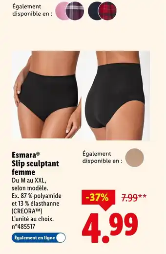 Lidl Esmara slip sculptant femme offre