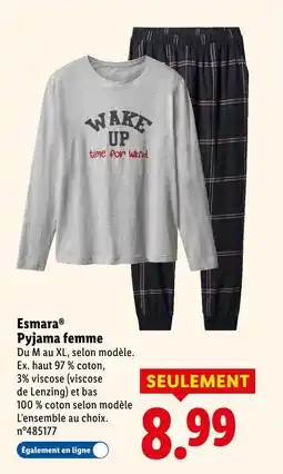 Lidl Esmara pyjama femme offre