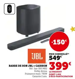 Super U Jbl barre de son + caisson offre