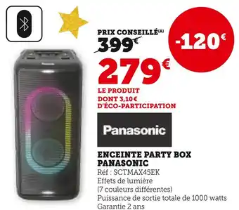 Super U Panasonic enceinte party box offre