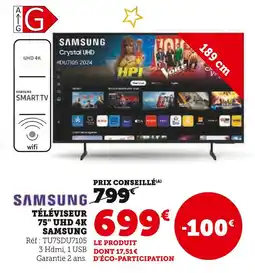 Super U Samsung téléviseur 75 uhd 4k offre