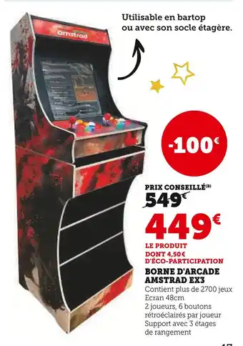 Super U Amstrad borne d'arcade ex3 offre