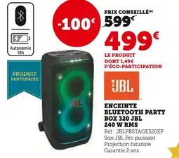 Super U Jbl enceinte bluetooth party box 320 240 w rms offre