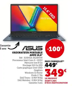 Super U Asus ordinateur portable 15,6 offre
