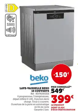 Super U Beko lave-vaisselle 15 couverts offre