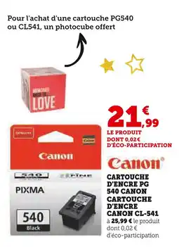 Super U Canon cartouche d'encre pg 540 offre