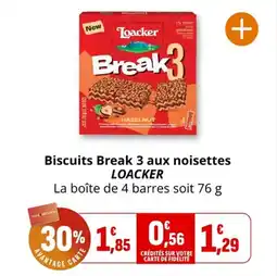 Coccinelle Supermarché Biscuits break 3 aux noisettes loacker offre