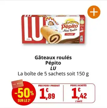 Coccinelle Supermarché Gâteaux roulés pépito lu offre