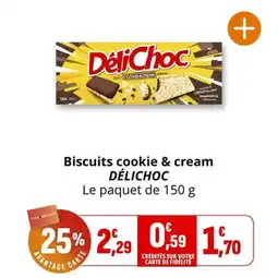 Coccinelle Supermarché Biscuits cookie & cream délichoc offre