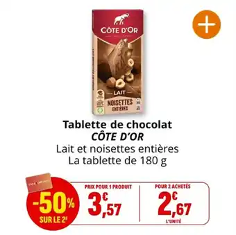 Coccinelle Supermarché Tablette de chocolat côte d'or offre