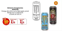 Coccinelle Supermarché Boissons énergisantes monster offre
