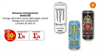 Coccinelle Supermarché Boissons énergisantes monster offre