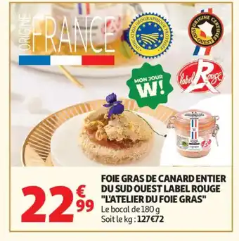 Foie gras de canard entier du sud ouest label rouge l'atelier du foie gras
