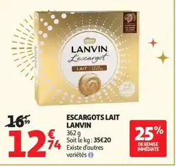 Auchan Supermarché LANVIN Escargots lait offre