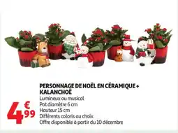 Auchan Supermarché Personnage de noël en céramique + kalanchoë offre