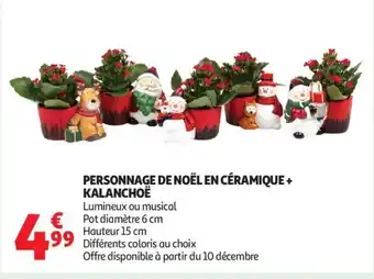 Auchan Supermarché Personnage de noël en céramique + kalanchoë offre
