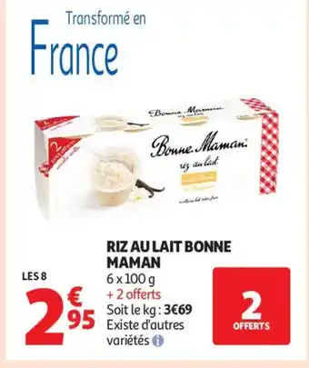 Auchan Supermarché BONNE MAMAN Riz au lait offre