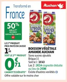 Auchan Supermarché AUCHAN Boisson végétale amande offre