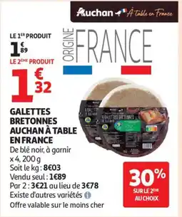 Auchan Supermarché Galettes bretonnes auchan à table en france offre