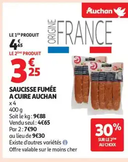 Auchan Supermarché AUCHAN Saucisse fumée a cuire offre