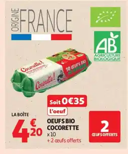 Auchan Supermarché COCORETTE Oeufs bio offre