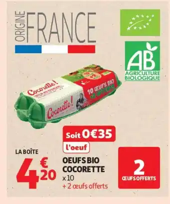 Auchan Supermarché COCORETTE Oeufs bio offre