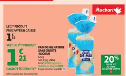Auchan Supermarché AUCHAN Pain de mie nature sans croûte offre