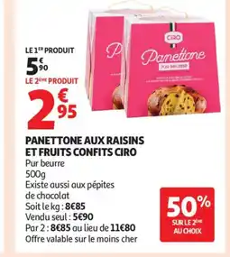 Auchan Supermarché CIRO Panettone aux raisins et fruits confits offre