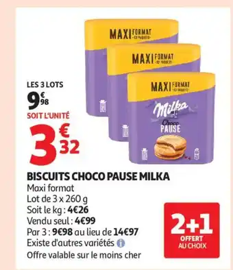 Auchan Supermarché MILKA Biscuits choco pause offre