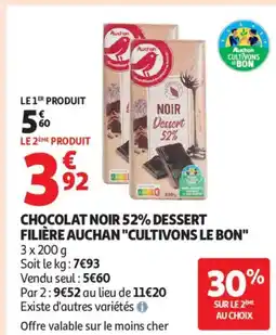 Auchan Supermarché Chocolat noir 52% dessert filière auchan cultivons le bon offre