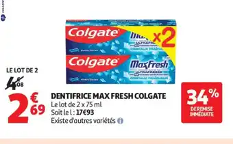 Auchan Supermarché COLGATE Dentifrice max fresh offre