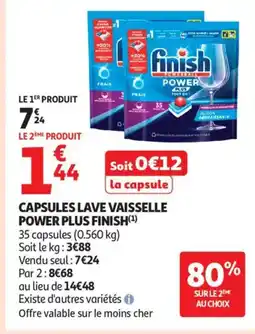 Auchan Supermarché FINISH Capsules lave vaiselle power plus offre