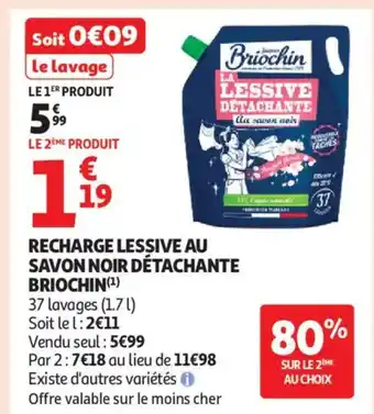 Auchan Supermarché BRIOCHIN Recharge lessive au savon noir détachante offre