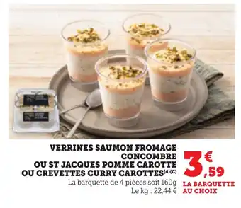 Bi1 Verrines saumon fromage concombre ou st jacques pomme carotte ou crevettes curry carottes offre