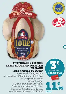 Bi1 P'tit chapon fermier label rouge igp volailles du maine pret a cuire de loue offre