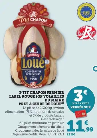 Bi1 P'tit chapon fermier label rouge igp volailles du maine pret a cuire de loue offre