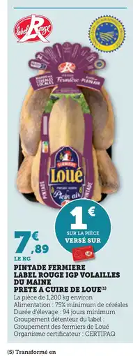 Bi1 Pintade fermiere label rouge igp volailles du maine prete a cuire de loue offre