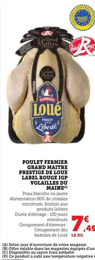 Bi1 Poulet fermier grand maitre prestige de loue label rouge igp volailles du maine offre