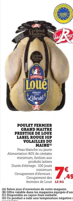 Bi1 Poulet fermier grand maitre prestige de loue label rouge igp volailles du maine offre
