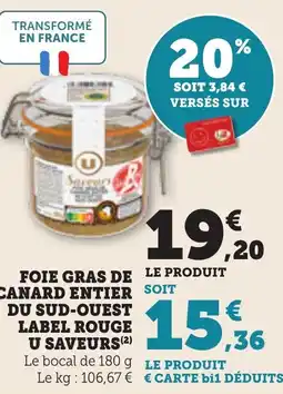 Bi1 Foie gras de le produit canard entier soit du sud-ouest label rouge u saveurs offre