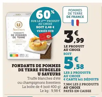 Bi1 Fondants de pommes de terre surgeles u saveurs offre