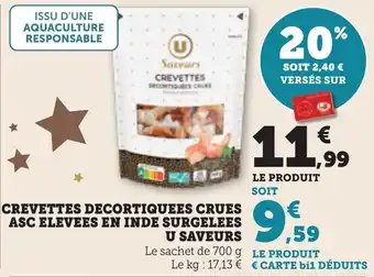 Bi1 Crevettes decortiquees crues asc elevees en inde surgelees u saveurs offre