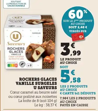 Bi1 Rochers glaces vanille surgeles u saveurs offre